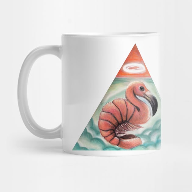 Pop Surrealism Flamingo Shrimp Illustration by CatsandBats